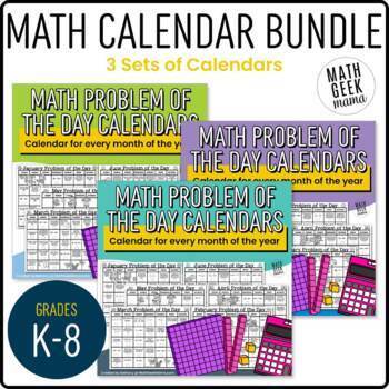 Preview of 2024 Math Problem of the Day Calendar BUNDLE - 3 Sets of Calendars