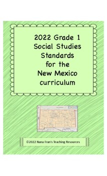 Preview of 2022 New Mexico First Grade Social Studies I Can Statement Posters