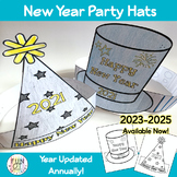2022 New Year's Party Hats Craft Activity Goal Writing Pre