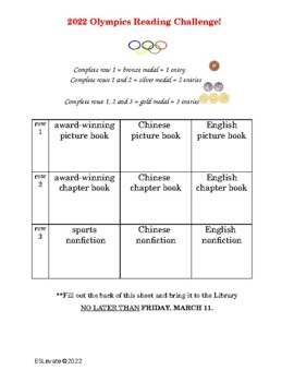 Preview of 2022 Olympics Reading Challenge