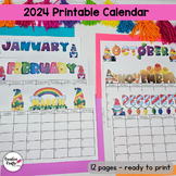 2023 & 2024 Printable Calendar featuring watercolor Gnomes
