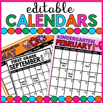 printable monthly calendars teaching resources tpt