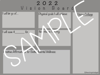 Preview of 2022 Printable Vision Board--Black & White
