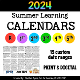 2024 Summer Learning Calendars {K-5 BUNDLE}