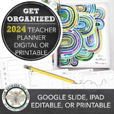 Teacher Planner w 2024 Calendar Printable PDF & Digital Ed