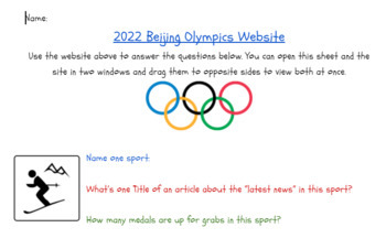 Preview of 2022 Winter Olympics Information Literacy Website Navigation