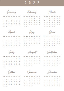 2022 Yearly Calendar | Printable by GrowLearnFlourish | TPT