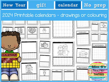 Preview of 2024 printable calendars - for drawing and colouring in