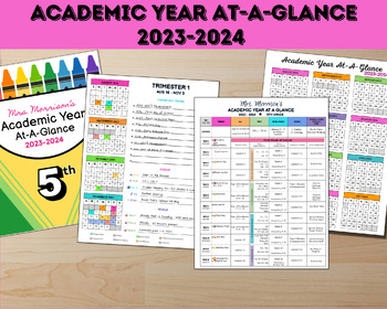 Preview of 2023-2024 Academic Year At-A-Glance Planner | Year at a Glance | Printable