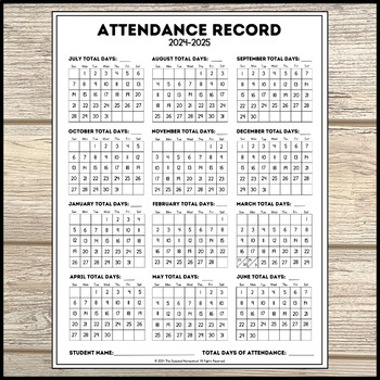 2023 2024 Attendance Record Log Perfect For Homeschool Individual   Original 8443534 3 