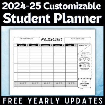 Preview of 2023-2024 Customizable Student Planner