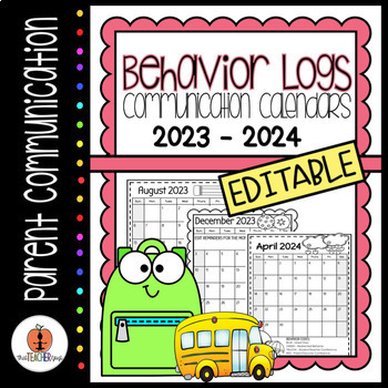 Preview of 2023-2024 Behavior/Communication Calendar Logs