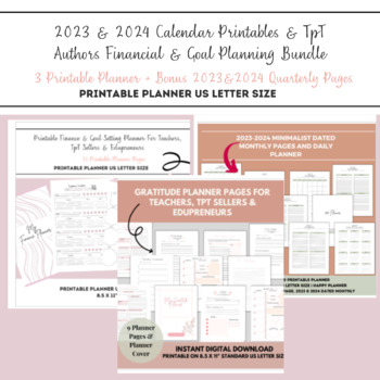 2023 & 2024 Calendar Printables & TpT Authors Financial & Goal Planning