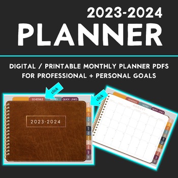 Preview of 2023- 2024 DIGITAL & PRINTABLE PLANNER / 2023-2024 CALENDAR / UPDATED!