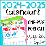 2024-2025 EDITABLE Portrait Monthly Calendars : Print & Go