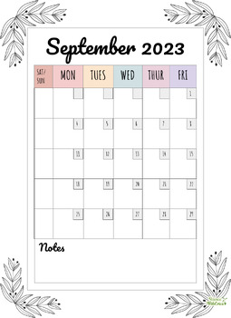 Preview of 2023-2024 Editable Classroom Calendar