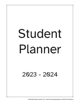 Preview of 2023 - 2024 Elementary Student Planner Pages