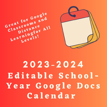 Preview of 2023-2024 Google Docs School Year Calendar