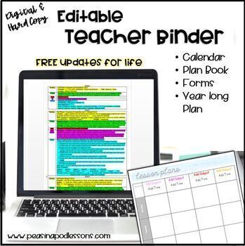 Preview of Monthly Lesson Plan Template Editable Calendar Teacher Planner Digital Resources