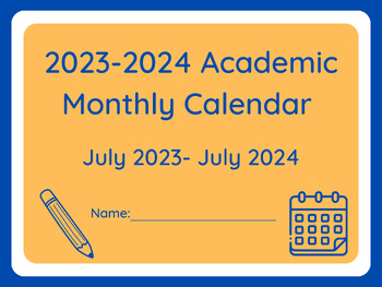 Preview of 2023-2024 Monthly School Year Calendar (Editable)