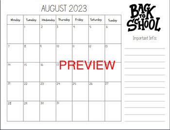 Preview of 2023-2024 Printable Calendar! *Editable* Version Available