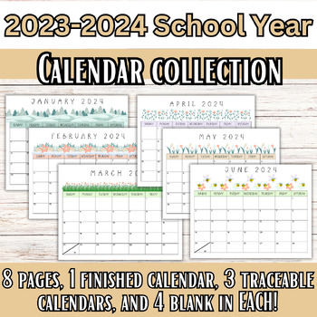 Preview of 2023-2024 School Year Calendar Bundle! August 28-June 28th, Digital Calendars