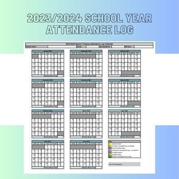 Preview of 2023/2024 Speech Therapy Attendance Log