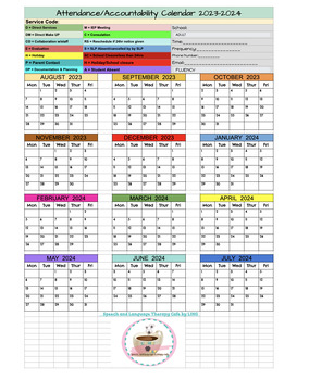 2023-2026 SLP EDITABLE GOOGLE CALENDAR-PREVIEW SAMPLE  TPT