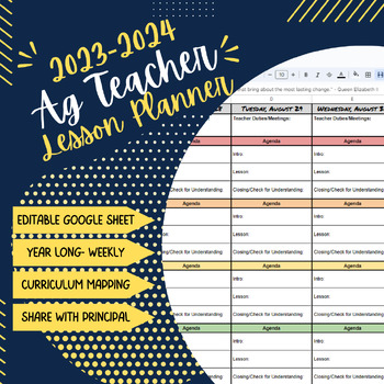 Preview of 2023-24 Ag Teacher Weekly Lesson Planner