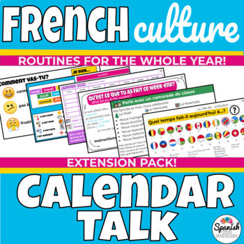 Preview of 2023-24 Calendar Talk in French with Daily Check-in and Extension activities