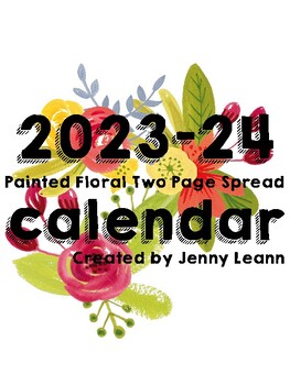 Preview of 2023-24 Painted Floral Two Page Spread Calendar