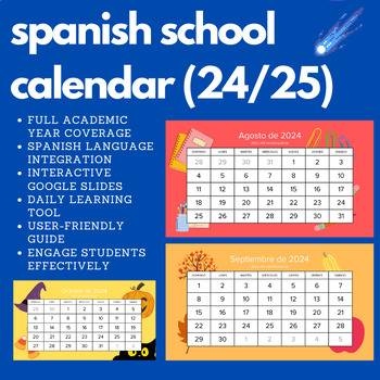 Preview of 2023/24 School Year Spanish Calendar (El Calendario) (Spanish 1)