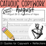 2023 August Catholic Copywork Bundle: Printing & Cursive, 