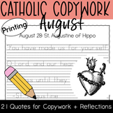2023 August Catholic Copywork, PRINTING: Back to School Ha