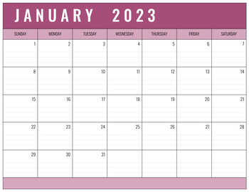 2023 Blank Teacher Monthly Calendar Editable & Printable by amal taouil