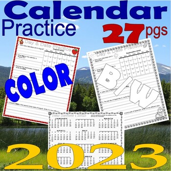 Preview of 2023 Calendar Practice Worksheets