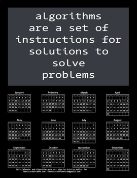 Preview of 2023 Calendar Printable Computer Coding Screen Math Algorithms Solve Problems