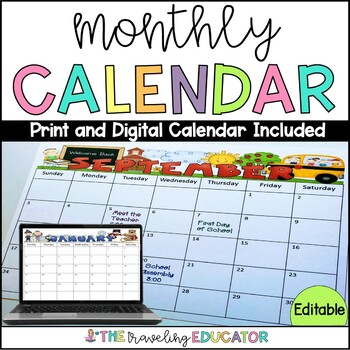 2023 Calendar - Printable Monthly Calendars 2023 by The Traveling Educator