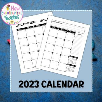 Preview of 2023 Calendar Template With Holidays Printable - 12 Month Planner