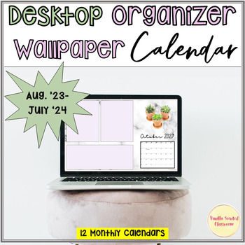 Preview of 2024 Computer Desktop Wallpaper Calendar Background Organize Succulents greenery