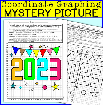 Preview of 2023 Coordinate Graphing Picture - New Years 2023 Activities