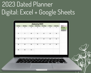 Preview of 2023 Dated Digital Planner_Excel or Google Sheets