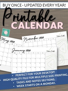 2023 Desktop Printable Planner Calendar - LIFETIME UPDATES - GREEN ...