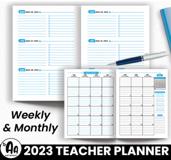 Preview of new year 2023 Lesson Planner Weekly and Monthly