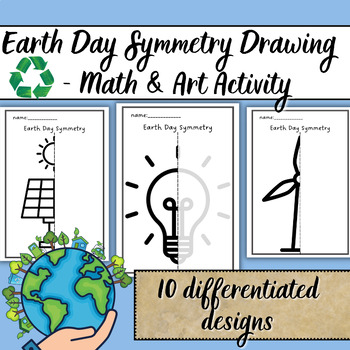 Preview of 2024 Earth Day Math Activity - Symmetry Drawing /Art