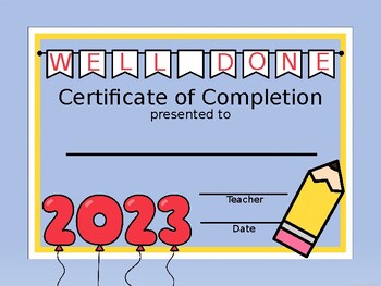 Preview of 2023 End of Year Completion Certificate Bundle