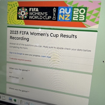 Preview of 2023 FIFA Women's World Cup Data Recording Google Form