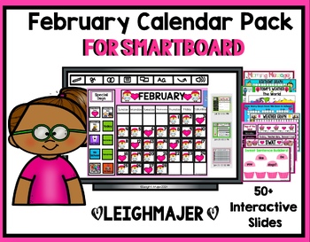 Preview of 2024 February Calendar and Math Pack for Smartboard