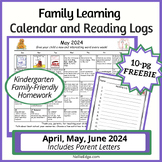 2023 Free April, May, June Family Calendar and Reading Logs