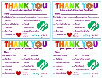 Preview of 2023 Girl Scout Cookie Receipt/Thank You Card